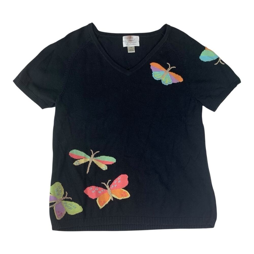 Christopher & Banks size small knit butterfly short sleeve Sweater vintage